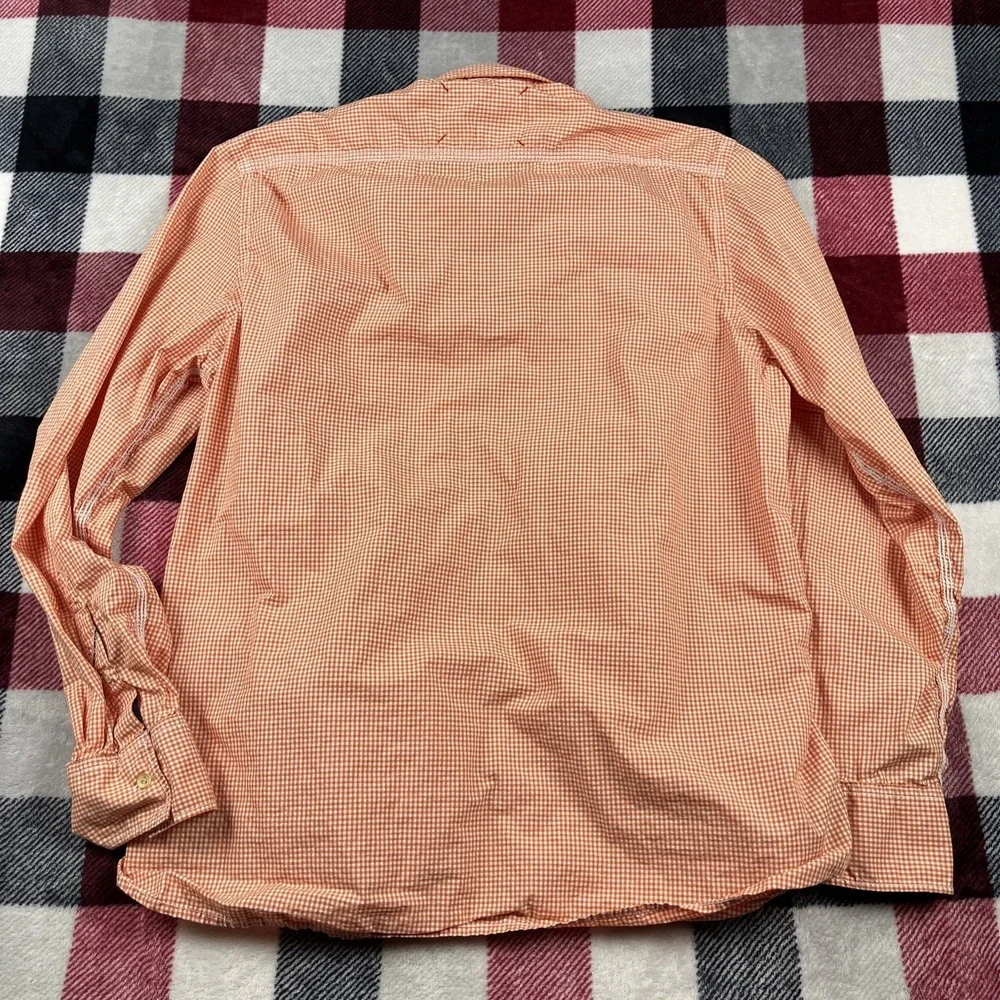 Robert Graham Shirt Mens XL Orange Gingham Tailored Fit Button Up‎ Lightweight